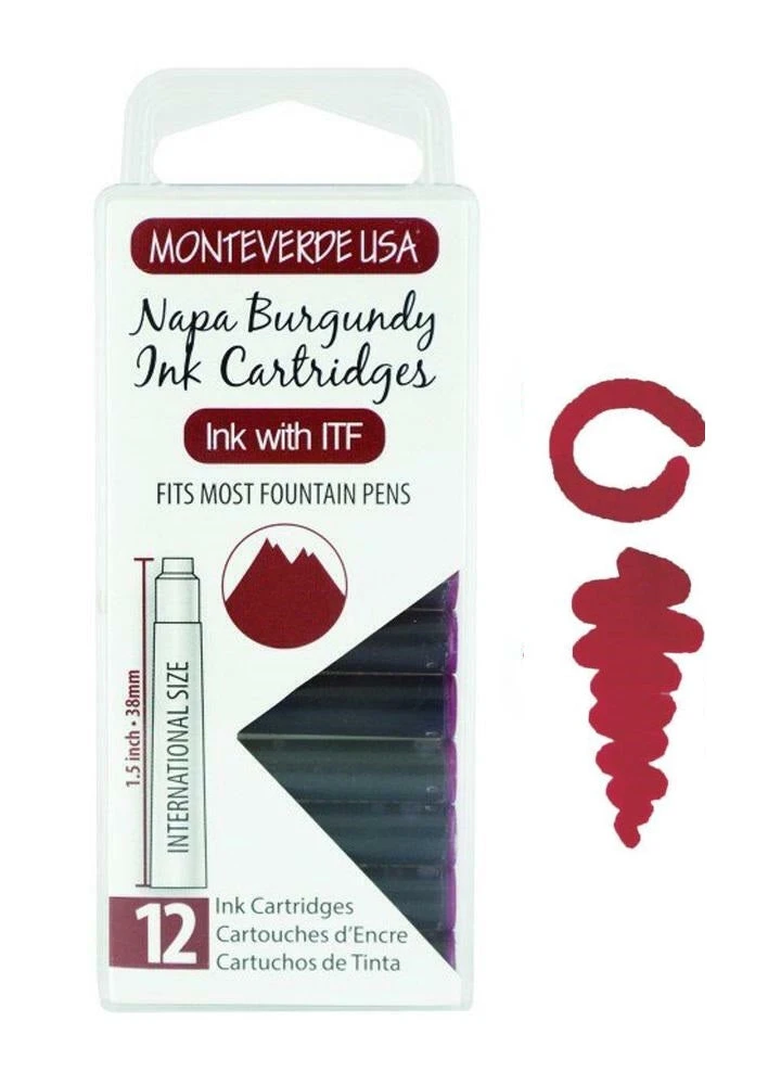 Monteverde International Standard Fountain Pen Ink Cartridges, Napa Burgundy 1 Monteverde International Standard Fountain Pen Ink Cartridges, Napa Burgundy