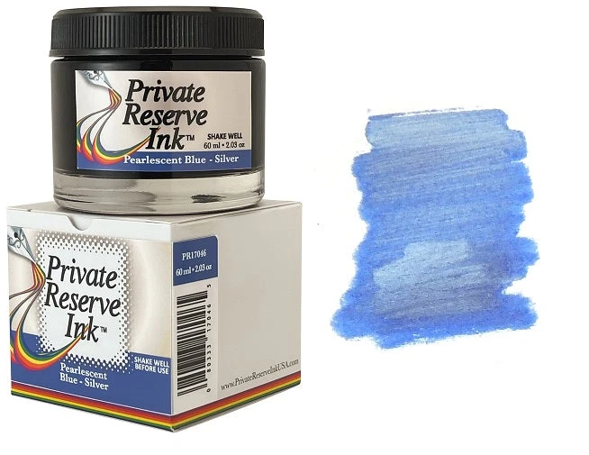 Private Reserve Pearlescent Fountain Pen Ink Bottle, 60ml, Blue Silver 1 Private Reserve Pearlescent Fountain Pen Ink Bottle, 60ml, Blue Silver
