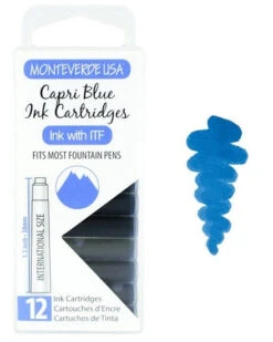 Monteverde International Standard Fountain Pen Ink Cartridges, Capri Blue