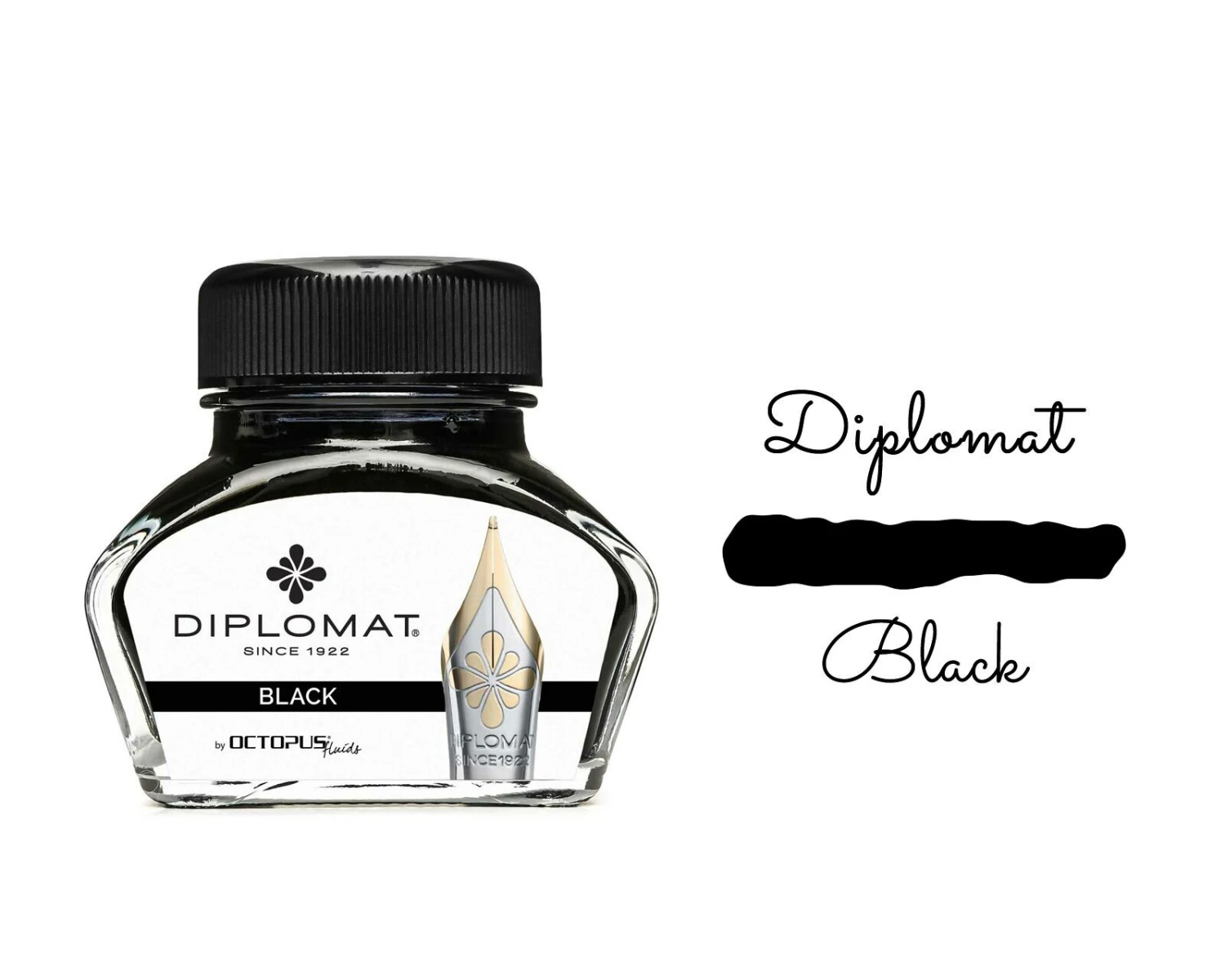 Diplomat Octopus Fountain Pen Ink Bottle, 30ml, Black 1 Diplomat Octopus Fountain Pen Ink Bottle, 30ml, Black