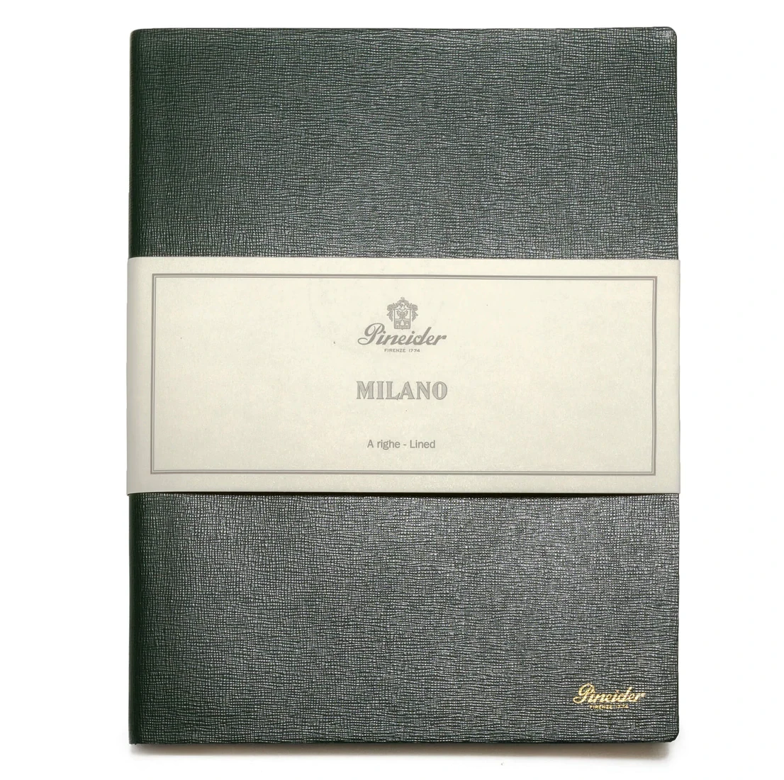 Pineider Notes Milano Leather Notebook, Green, Lined Ivory Paper 1 Pineider Notes Milano Leather Notebook, Green, Lined Ivory Paper