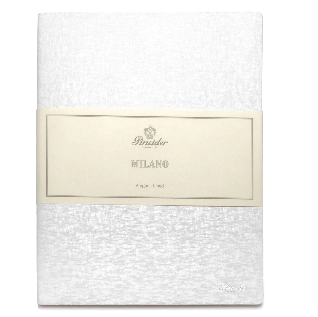 Pineider Notes Milano Leather Notebook, Pure White, Lined Ivory Paper 1 Pineider Notes Milano Leather Notebook, Pure White, Lined Ivory Paper