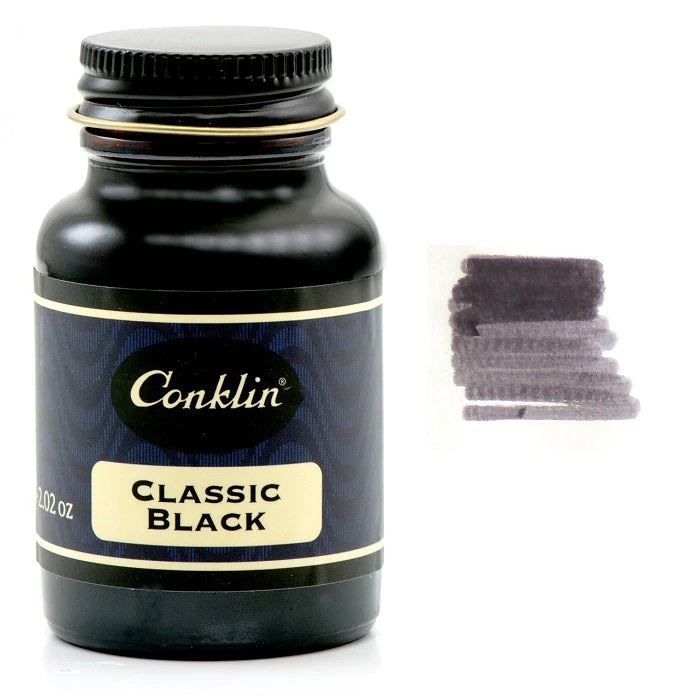 Conklin Classic Fountain Pen Ink Bottle, Classic Black, 60ml Glass Bottle 1 Conklin Classic Fountain Pen Ink Bottle, Classic Black, 60ml Glass Bottle