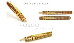 Stipula Davinci Fosco Maraini LE Capless Fountain Pen, Red & Gold, Ultra-Fine 14kt Sti-Flex Nib -Elegant Pen Cheap Store fosco side banner
