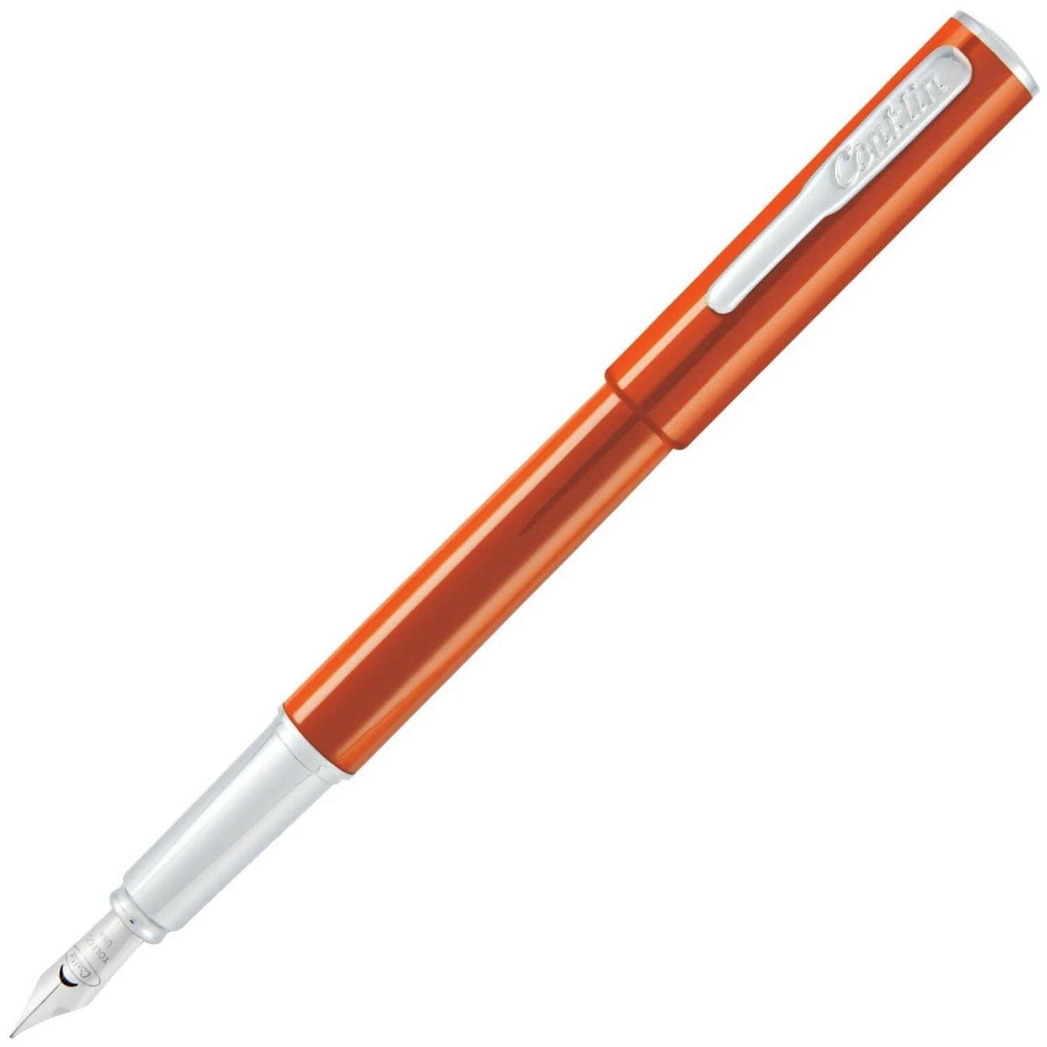 Conklin Coronet Fountain Pen, Orange & Chrome 1 Conklin Coronet Fountain Pen, Orange & Chrome