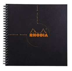 Rhodia Classic Reverse Book, Side Wirebound , Black Dot, 8 ¼ X 8 ¼